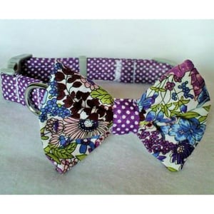 Image of Floral Purple Polka Dot Bow Collar