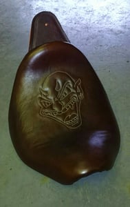Image of TRIUMPH SPEEDMASTER AMERICA BOBBER STYLE TOURING DEVIL LOGO SEAT GENUINE LEATHER