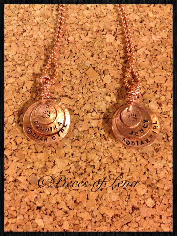 Image of Bear Paw Personalized Copper Pendant