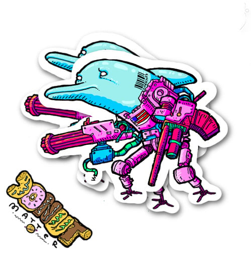 Image of Mecha Dolphin 3" x2 Stickers