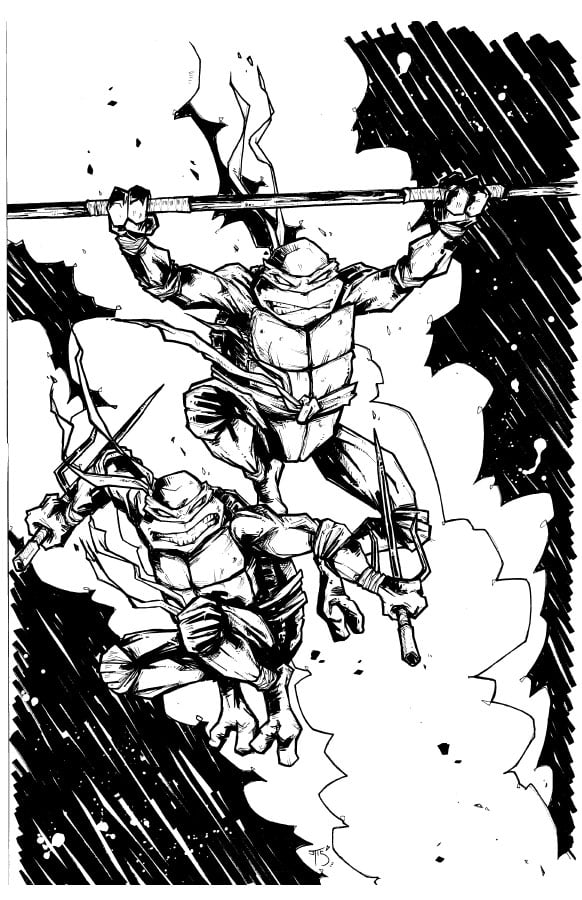Image of Don and Raph jumping around like a couple of psychos