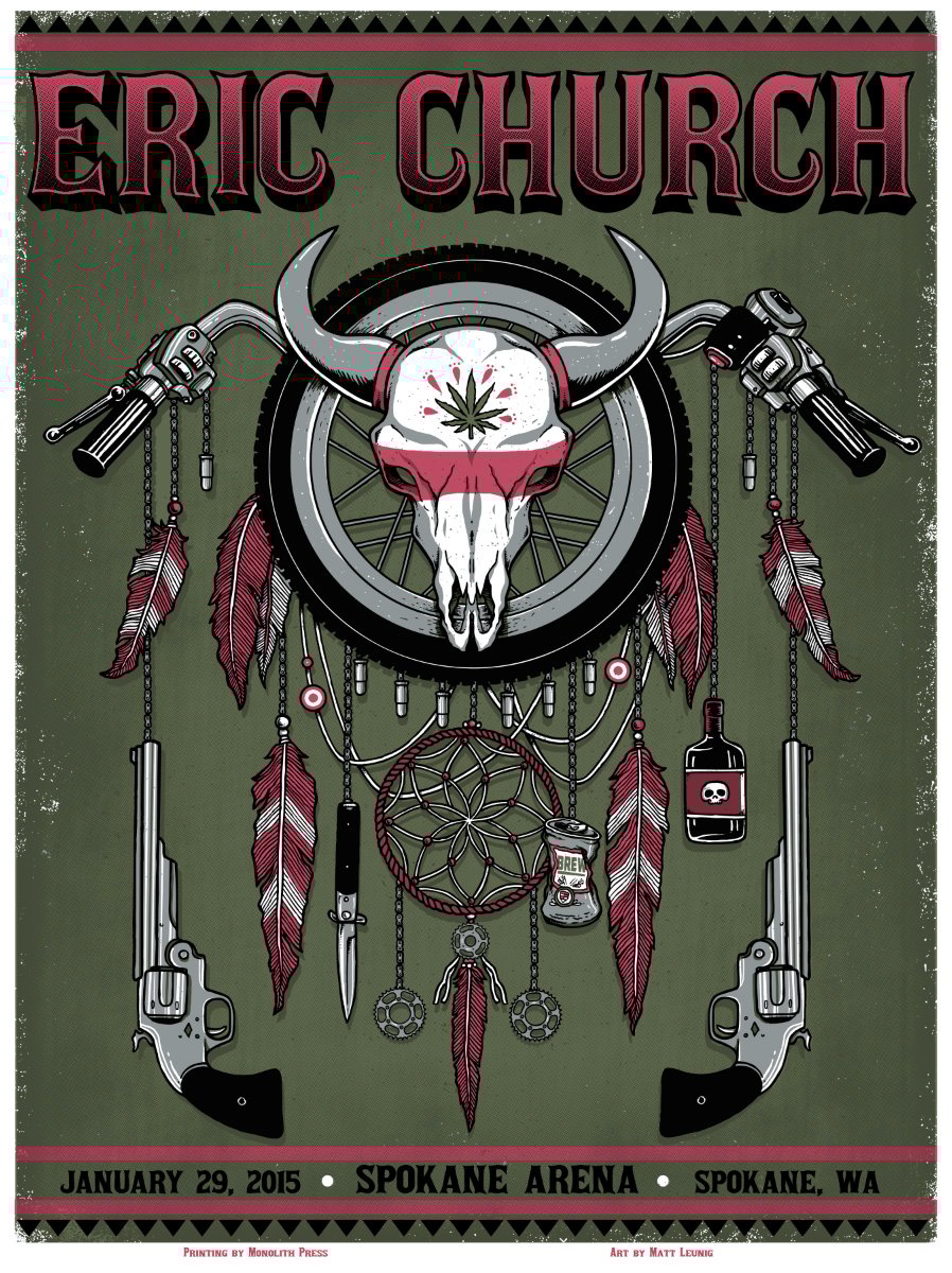ERIC CHURCH Spokane (WA) 2015 Scraped Knee The Art of Matt Leunig