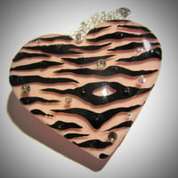 Image 2 of Blush Pink Zebra Stripe Resin Heart Pendant - ON SALE - WAS £14 NOW £10