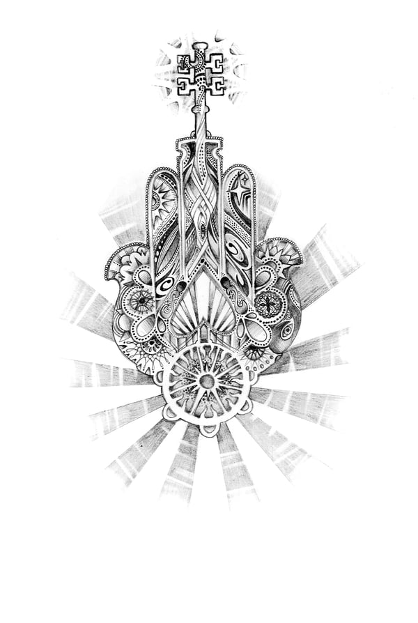 Image of KEY TO HEART HAMSA HAND - A3 Limited edition Print