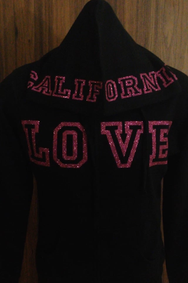 Image of Ladies - California Love zip up hoody Hot pink glitter