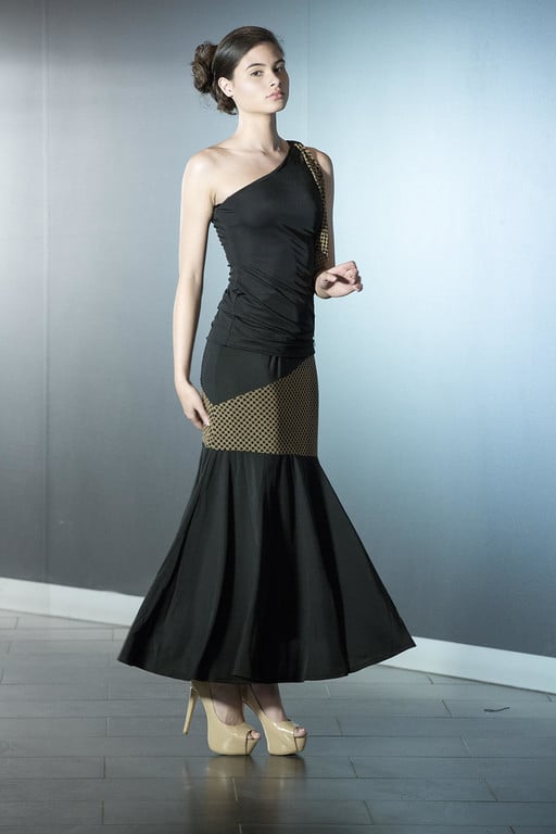 Image of Asymmetric Ballroom Skirt Dots or Mist (J6666) Dancewear latin ballroom
