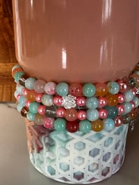 Image 2 of Pastel Beaded Tumbler Bracelet Stack – Pink, Teal & Floral Charm Cup Accessories Set