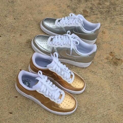 Image of Nike Air Force 1 Silver and Gold