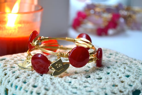 Image of Red Agate button Bangle