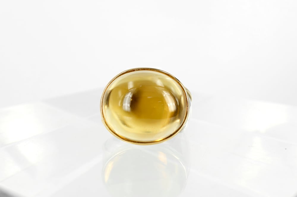 Image of Large yellow citrine cocktail ring