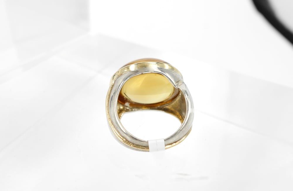 Image of Large yellow citrine cocktail ring