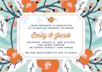 Blue and Coral Flowers Shower Invitation