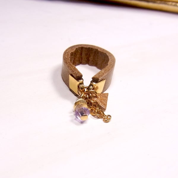 Image of Lilac and tan hot chip ring - slim band