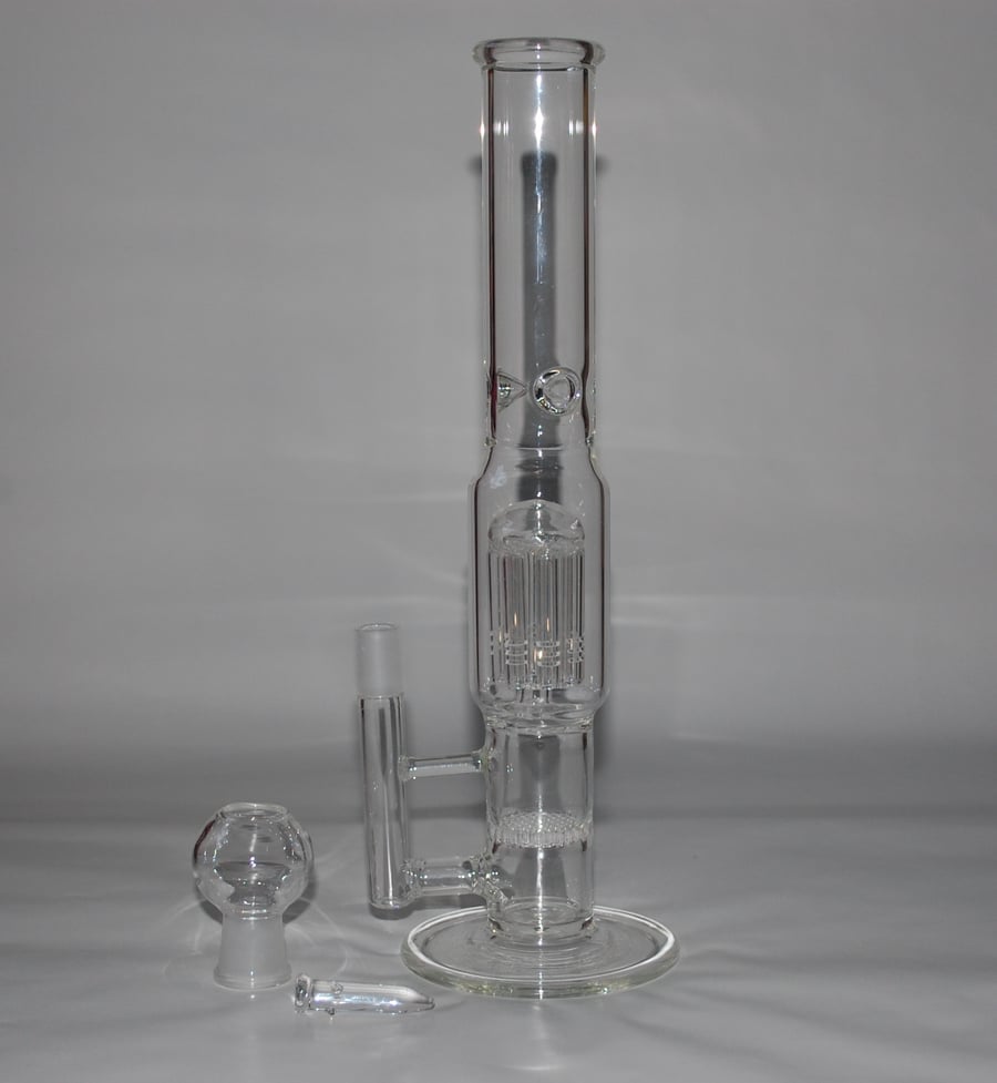 Image of 12" Double Perc Glass Ice Waterpipe 