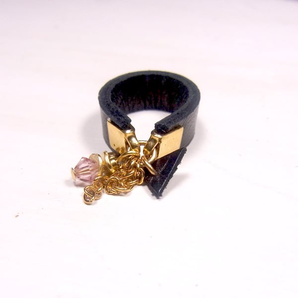 Image of Rose and black hot chip ring - slim band