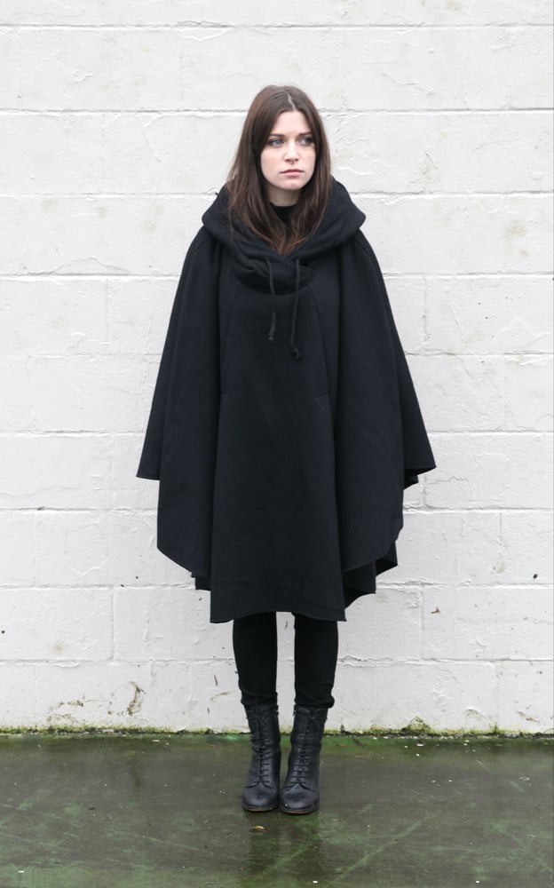 Image of Black Hooded Cape - Made to Order