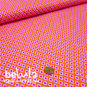 Image of Tela algodón patchwork: Rombos rosa naranja