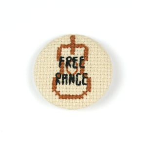 Image of Free Range Cross-Stitched Button