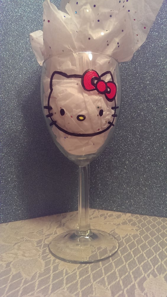 Image of Hand painted wine glass