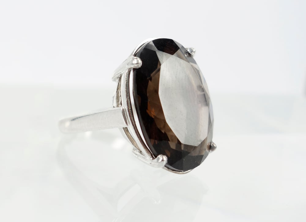 Image of White gold smokey quartz ring