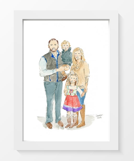 Image of CUSTOM FAMILY WATERCOLOR PORTRAITS (MULTIPLE SUBJECTS)