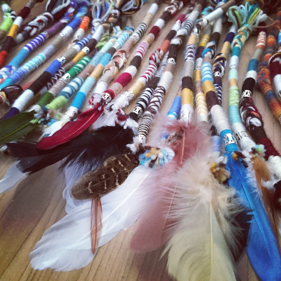 Image of Individual Hair Wrap with Charms & Feathers