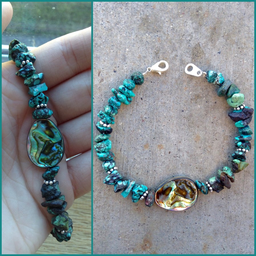 Image of Turquoise and Abalone bracelet