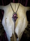 Fuchsia Aura Quartz Deer Vertebra- Necklace 