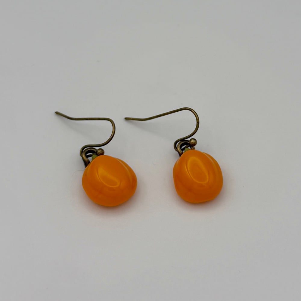 Image of Fused glass pumpkin drop earrings 