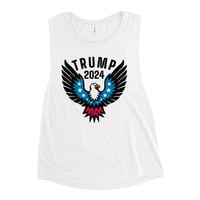 Image 3 of Trump 2024 Patriotic Eagle Ladies’ Muscle Tank from PatriotsCo