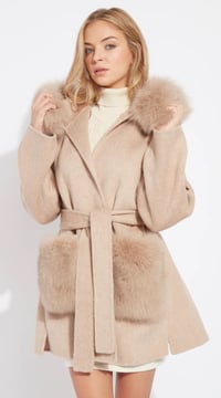 Image 1 of Beige Loro Coat With Fur Pockets