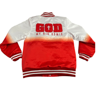 Image 3 of God My Big Homie Ombré Varsity Jacket