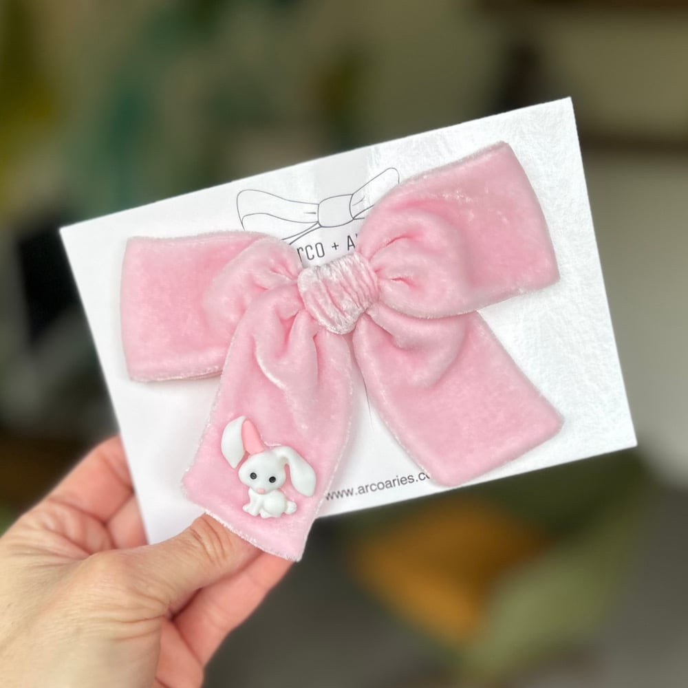 Image of Charming Bunny embellished Silk Velvet pinwheels