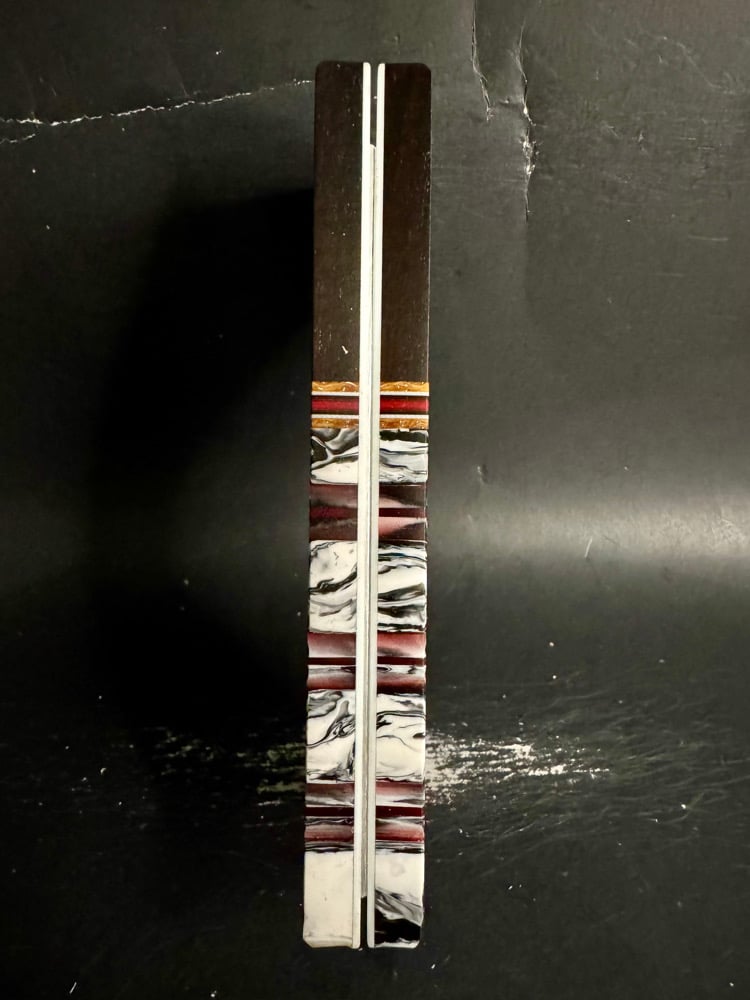 Image of African Blackwood & Red @Kaoticartworks Resin Segmented Knife Scales