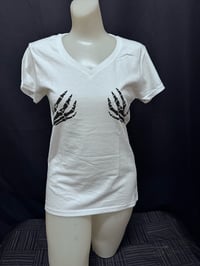 Image 1 of Women’s Skull Hands V Neck White 