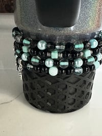 Image 4 of Mint and Black | Midnight Glitz Tumbler Bracelet Stack