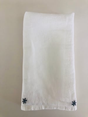 Image of etoile grey hand embroidered linen towel 