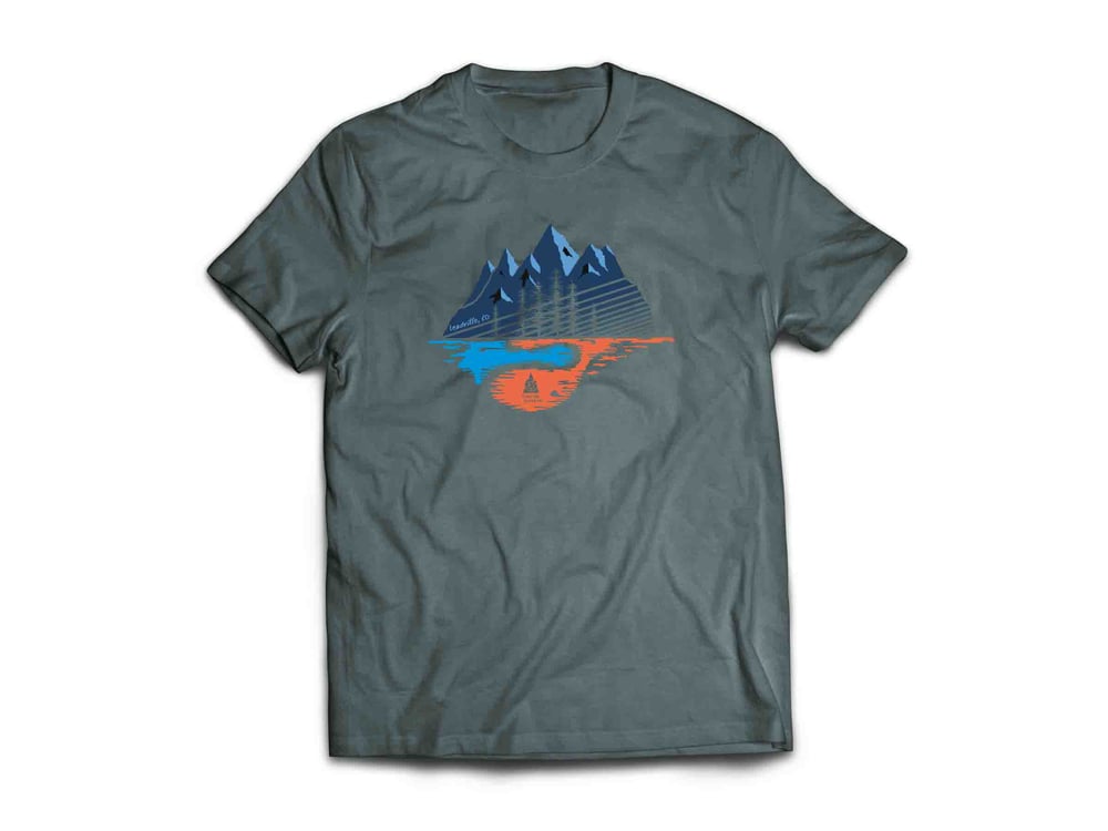 Image of Made in Colorado T-Shirt Silver/Blue/Orng Mtns