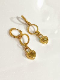 Image 1 of HEART LOCKET CHAIN MINI HOOP EARRINGS 