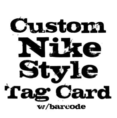 Image of Custom Nike Style Tag Card (w/barcode)