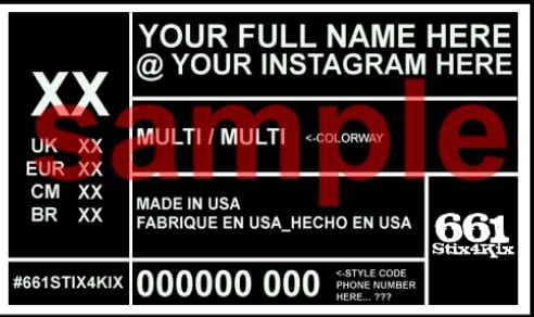 Image of Custom Jordan Style Tag Card
