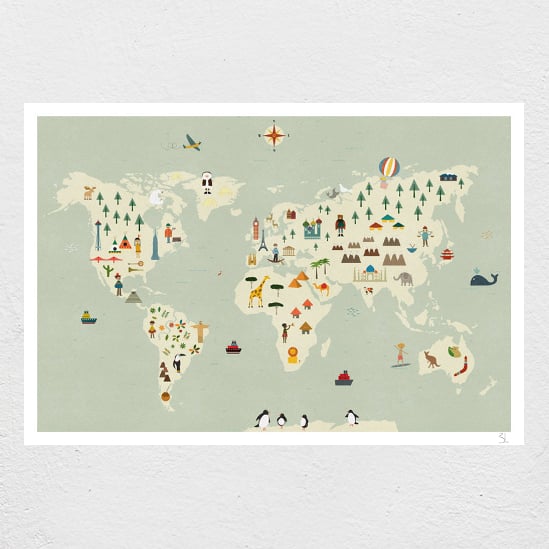 Image of World Map Print