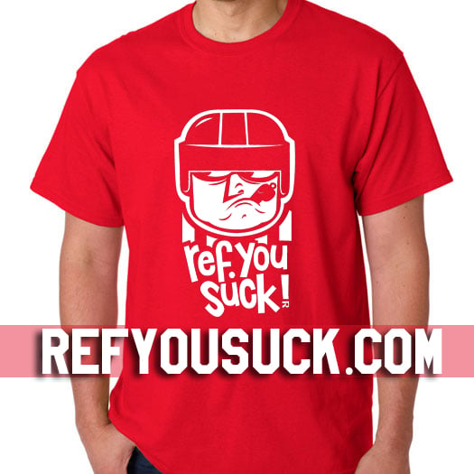 Ref You Suck - hockey referee t-shirt (black, red, or orange)