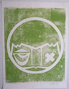 Image of Gravures "Green stamp" # 1, 2015 sur papier peint ancien 50x65 cm