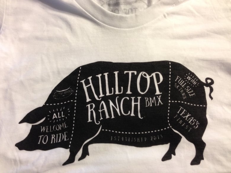 Image of Woman's White Hilltop Ranch "Pig" Tshirt