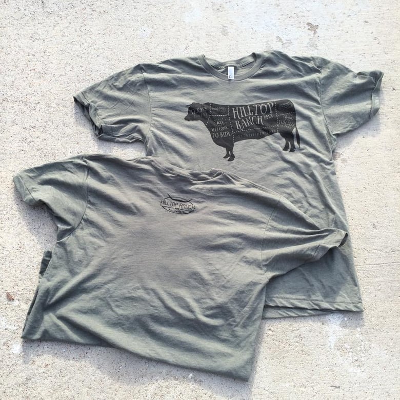 Image of Army Green Hilltop Ranch "Cow"  BMX T-shirt