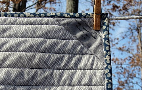 Image of lap quilt, baby quilt - 48"x40" - framed square design - shades of gray - modern quilts