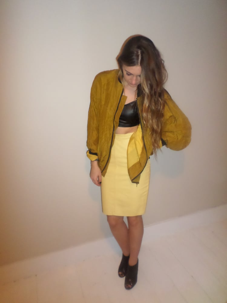 Image of Vintage mustard green bomber jacket