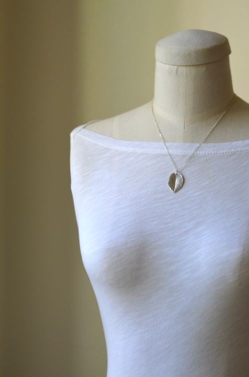 Image of Medium Ohi'a leaf necklace sterling silver