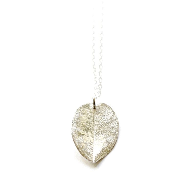 Image of Medium Ohi'a leaf necklace sterling silver